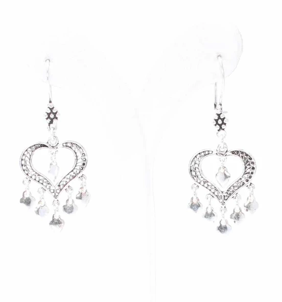 925 Ayar Gümüş Kalp Modeli Astar Pullu Telkari Küpe - Resim 3