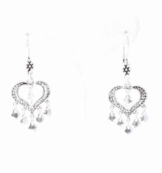 925 Ayar Gümüş Kalp Modeli Astar Pullu Telkari Küpe - Resim 4