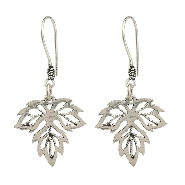 925 Ayar Gümüş Çınar Yaprağı Telkari Küpe - Resim 2