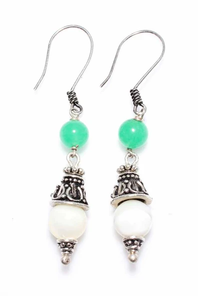 925 Ayar Gümüş Taşlı Telkari Küpe - Resim 3