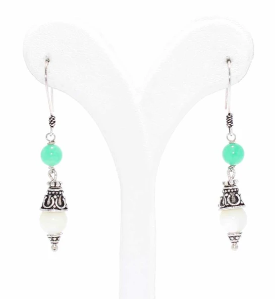 925 Ayar Gümüş Taşlı Telkari Küpe - Resim 2