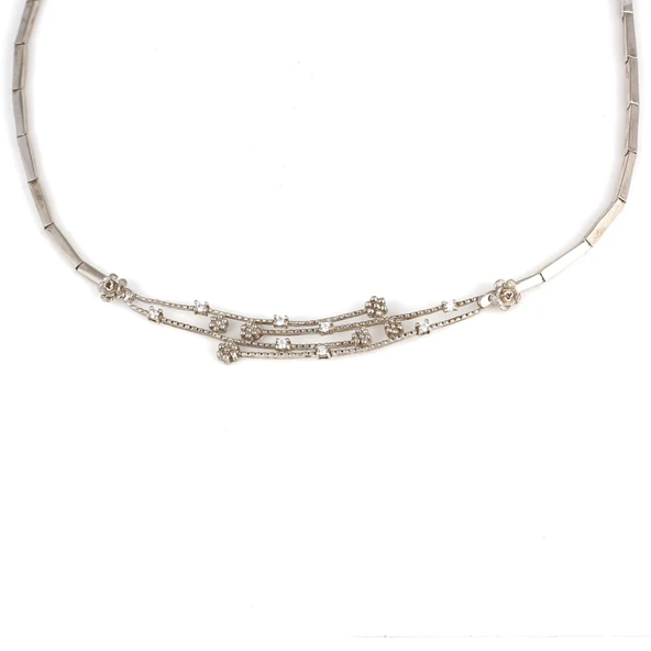 925 Ayar Gümüş Çiçekli Tellerle Bağlı Kolye - Resim 3