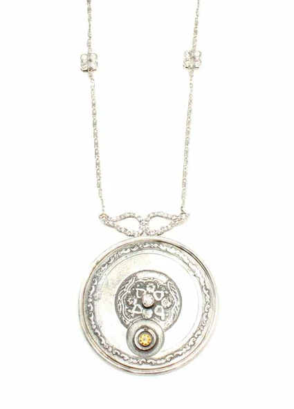 925 Ayar Gümüş Melek Kanadı Taşlı El İşi Zincir Kolye - Resim 5