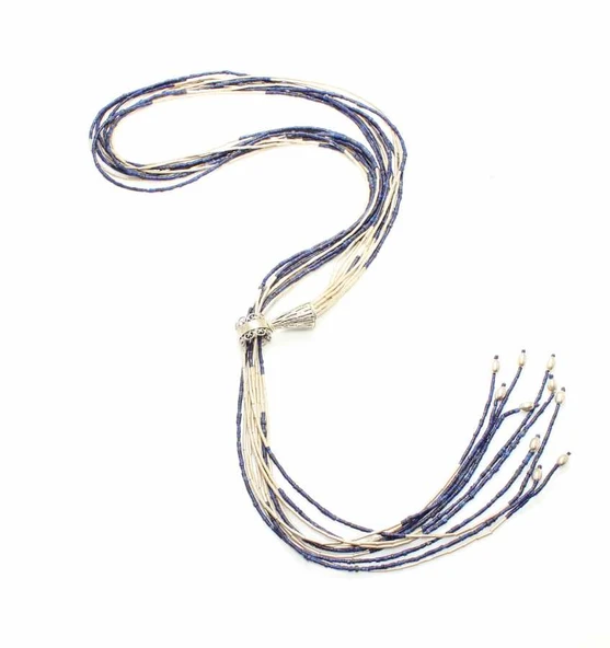 925 Ayar Gümüş Lapis Taşlı Şarnel Kolye - Resim 4