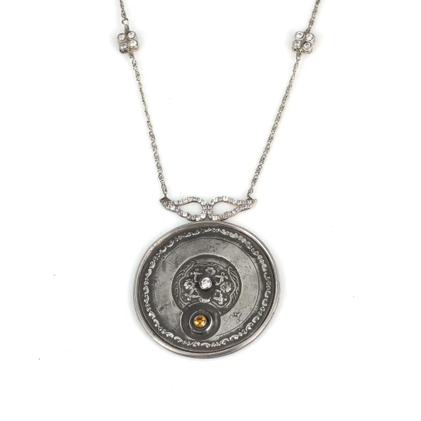 925 Ayar Gümüş Melek Kanadı Taşlı El İşi Zincir Kolye - Resim 3