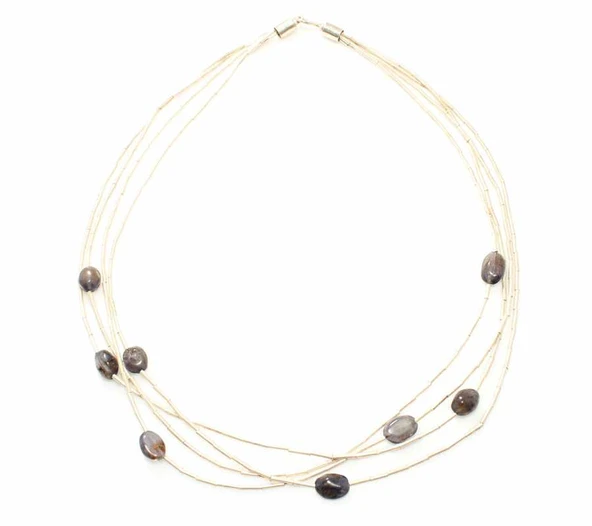 925 Ayar Gümüş Turmalin Taşlı Şarnel Kolye - Resim 4