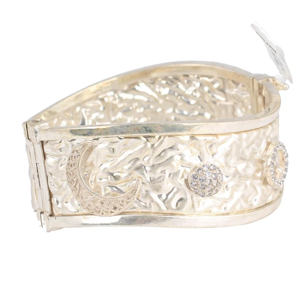 925 Ayar Gümüş Taşlı Kırışık Model Bilezik ürün görseli