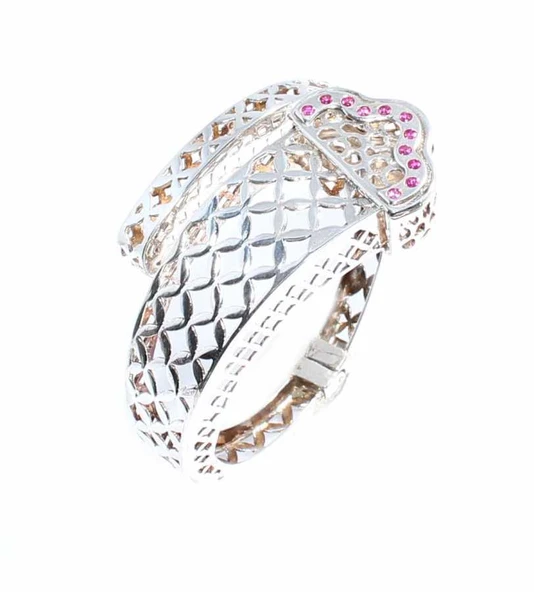 Taşlı 925 Ayar Gümüş Ajur Bilezik - Resim 3