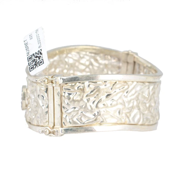 925 Ayar Gümüş Taşlı Kırışık Model Bilezik - Resim 3