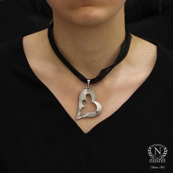 925 Ayar Gümüş Rodajlı Kalp Modeli Kolye Ucu - Resim 3