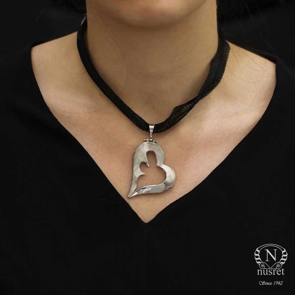 925 Ayar Gümüş Rodajlı Kalp Modeli Kolye Ucu - Resim 4