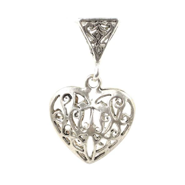925 Ayar Gümüş Ajurlu Kalp Modeli Kolye Ucu - Resim 4