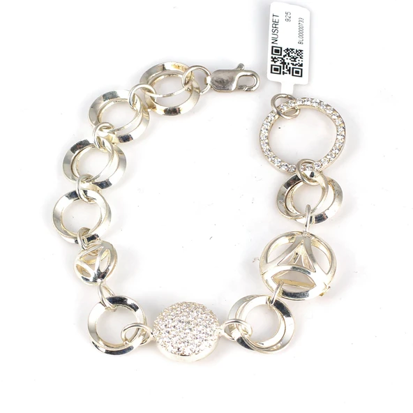 925 Ayar Gümüş Taşlı Zincir Bileklik ürün görseli