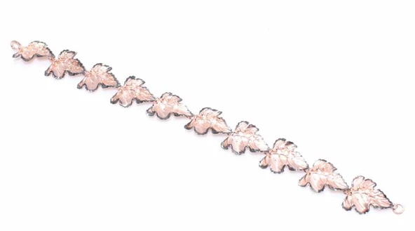 925 Ayar Rose Gümüş Yaprak Modeli Bileklik - Resim 2