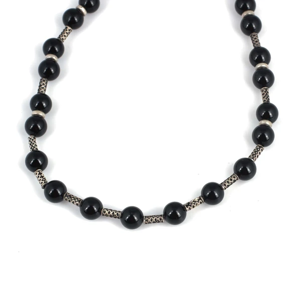 925 Ayar Gümüş Onix Taşlı Kolye - Resim 3