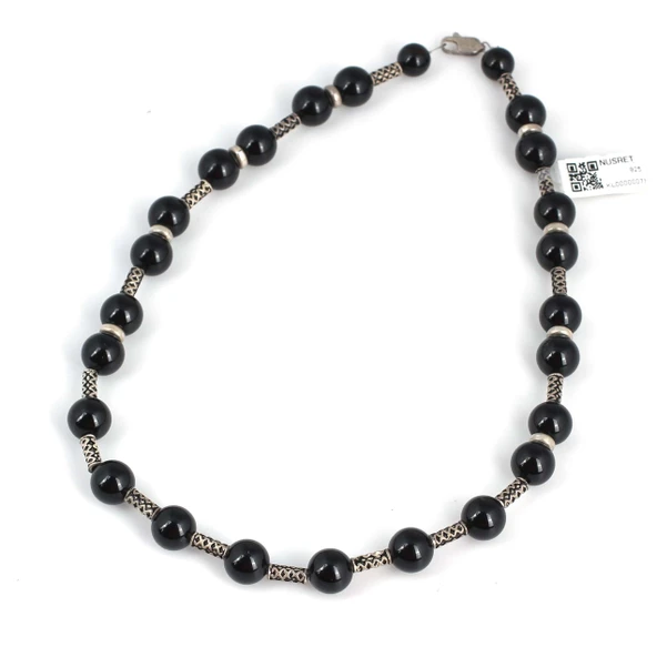 925 Ayar Gümüş Onix Taşlı Kolye - Resim 2