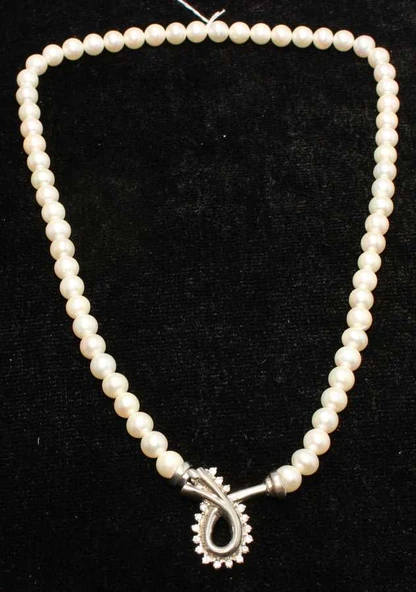 Taşlı 925 Ayar Gümüş İnci Kolye - Resim 3