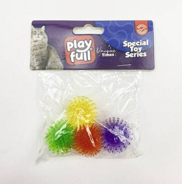 Playfull Plastik Top Kedi Oyuncağı 3,5 Cm 4lü