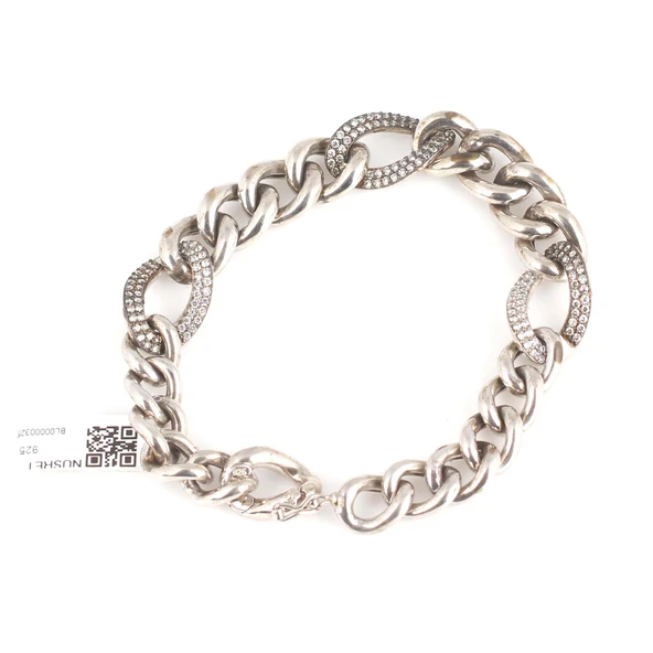 925 Ayar Gümüş İçi Boş Taşlı Bileklik ürün görseli 1