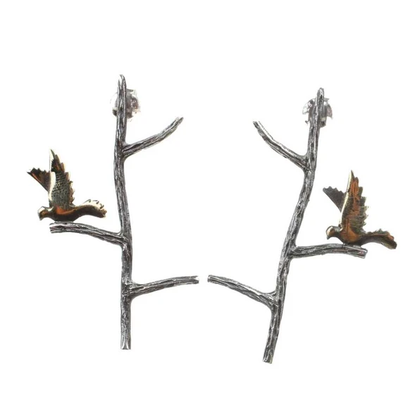 925 Ayar Gümüş Aşk ve Barış Güvercini Çivi Küpe - Resim 4