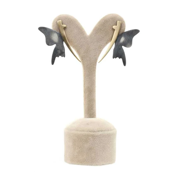 925 Ayar Gümüş Morpho Kelebeği Çivi Küpe - Resim 4