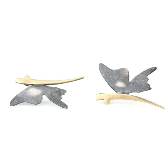 925 Ayar Gümüş Morpho Kelebeği Çivi Küpe - Resim 3