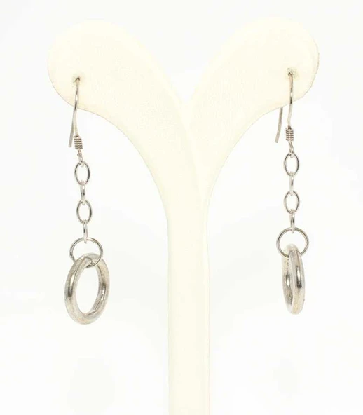 925 Ayar Gümüş Halka Modeli Sallantılı Küpe - Resim 2