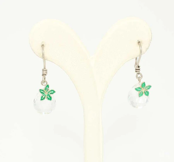 925 Ayar Gümüş Swarovski Taşlı Küpe - Resim 2