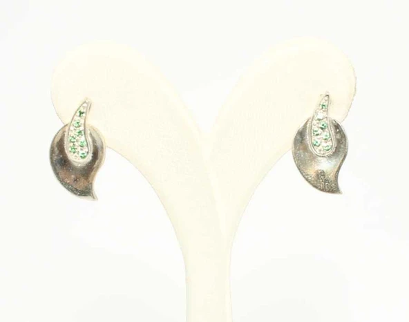 925 Ayar Gümüş Yapraklı Küpe - Resim 2