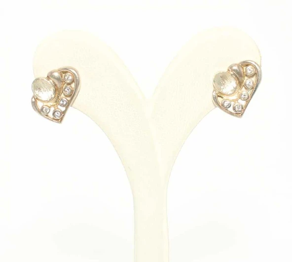 925 Ayar Gümüş Kalp Modeli Küpe - Resim 3