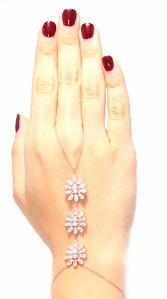 925 Ayar Gümüş Papatya Modeli Mekik Taşlı Şahmeran Bileklik - Resim 3