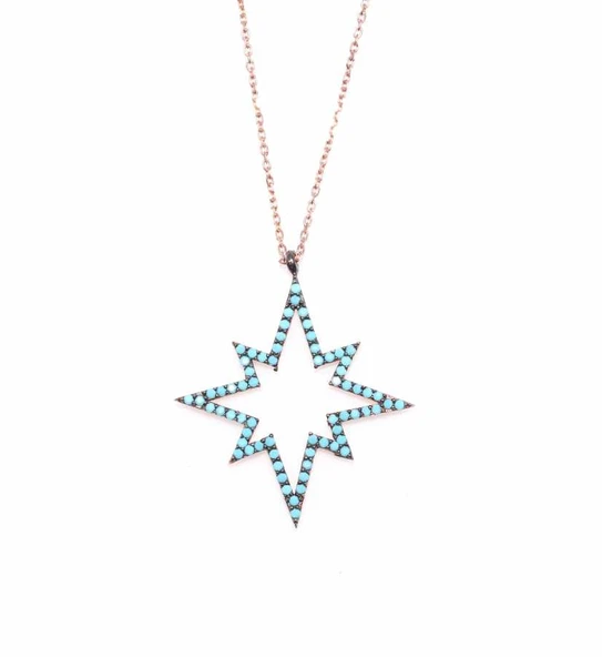 925 Ayar Rose Gümüş Kuzey Yıldız Modeli Kolye ürün görseli 1