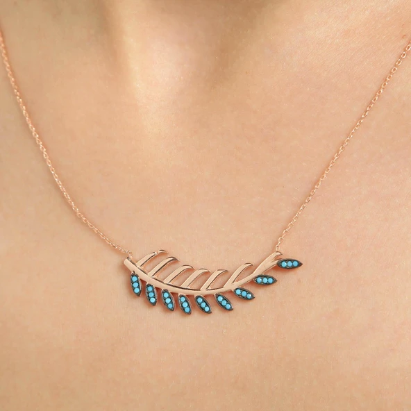 925 Ayar Rose Gümüş Yaprak Kolye ürün görseli