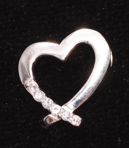 925 Ayar Gümüş Birleşen Kalp Modeli Taşlı Kolye Ucu - Resim 2