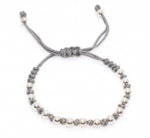 925 Ayar Gümüş Gri İpli, Gümüş Taşlı Bileklik - Resim 3