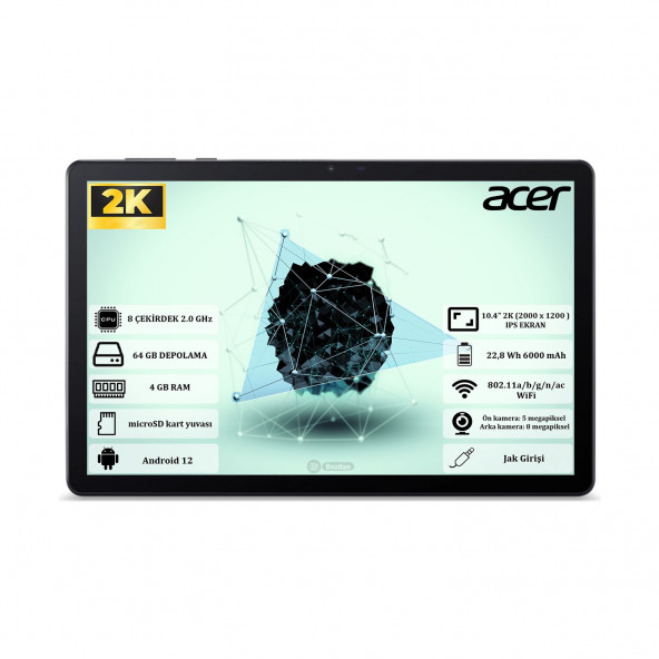 Acer Iconia Tab P10 4GB RAM 64GB 10.4" 2K (2000 x 1200) IPS Tablet NT.LFQEY.001