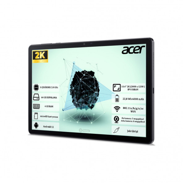 Acer Iconia Tab P10 4Gb Ram 64Gb 10.4" 2K (2000 X 1200) Ips Tablet Nt.lfqey.001 - 2