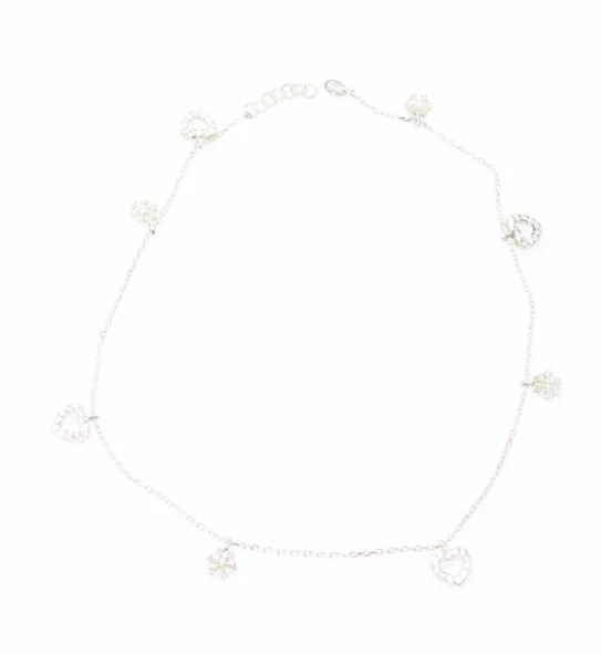 925 Ayar Gümüş Kalp ve Kar tanesi Modeli Halhal - Resim 2