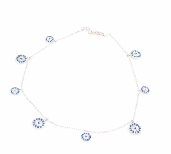 925 Ayar Gümüş 2 Boy Nazar Boncuğu Halhal ürün görseli