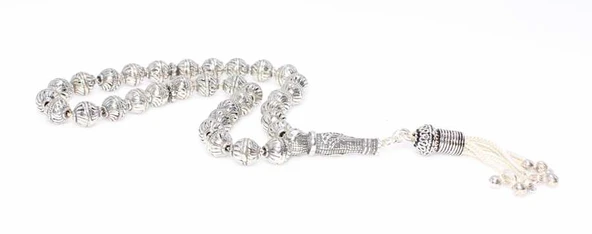 925 Ayar Gümüş Helezonik Top Tesbih, Tuğralı İmame ürün görseli 1