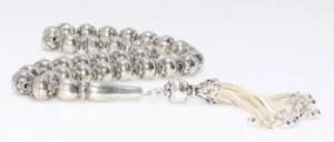 925 Ayar Gümüş Lazer Kesimli Parlak Tesbih - Resim 2