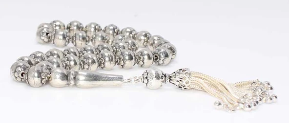 925 Ayar Gümüş Lazer Kesimli Parlak Tesbih ürün görseli