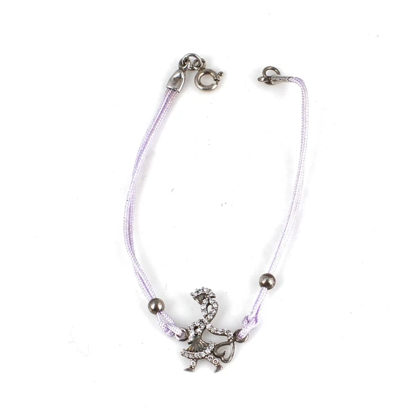 Kalpli Dansçı Kız Modeli Mor İpli Bileklik ürün görseli 1