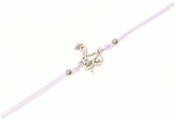 Kalpli Dansçı Kız Modeli Mor İpli Bileklik - Resim 5