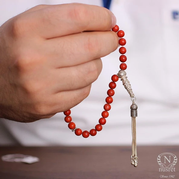 Mercan Doğaltaşlı tesbih, Desenli İmame ürün görseli 1