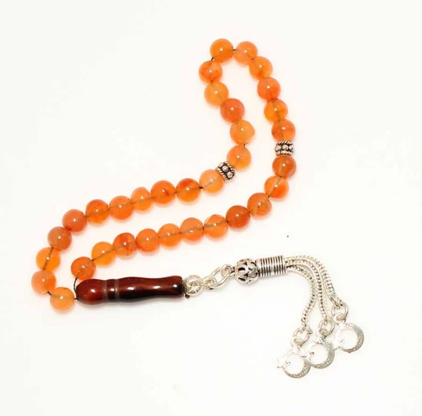 Akik Doğaltaşlı Tesbih ve Ay Yıldız Püskül - Resim 2