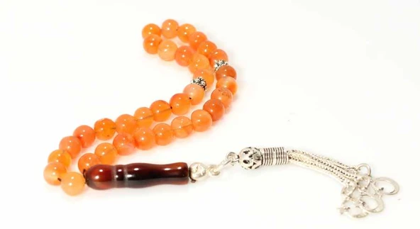 Akik Doğaltaşlı Tesbih ve Ay Yıldız Püskül - Resim 3