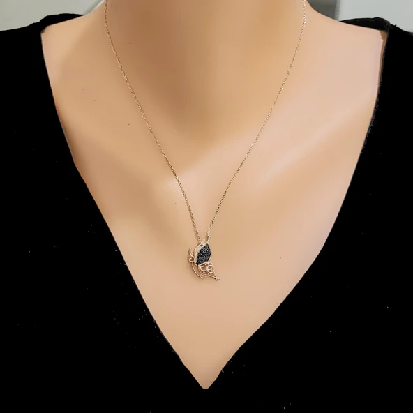 925 Ayar Rose Gümüş Kelebek Modeli Kolye ürün görseli 1