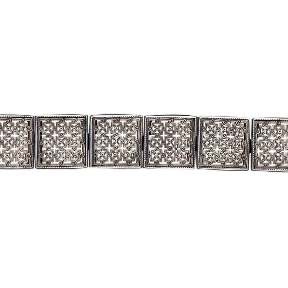 925 Ayar Gümüş ve Bronz Karışımı Konstantinapol Tasarım Kalın Bileklik - Resim 4