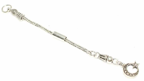 925 Ayar Gümüş Ay Yıldız Tekli Püskül ürün görseli 1